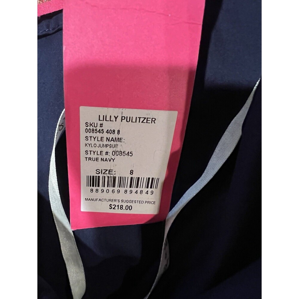 Lilly Pulitzer Kylo Strapless Belted Jumpsuit Wide Leg Navy Blue 8 Nwt $218 - Picture 8 of 9
